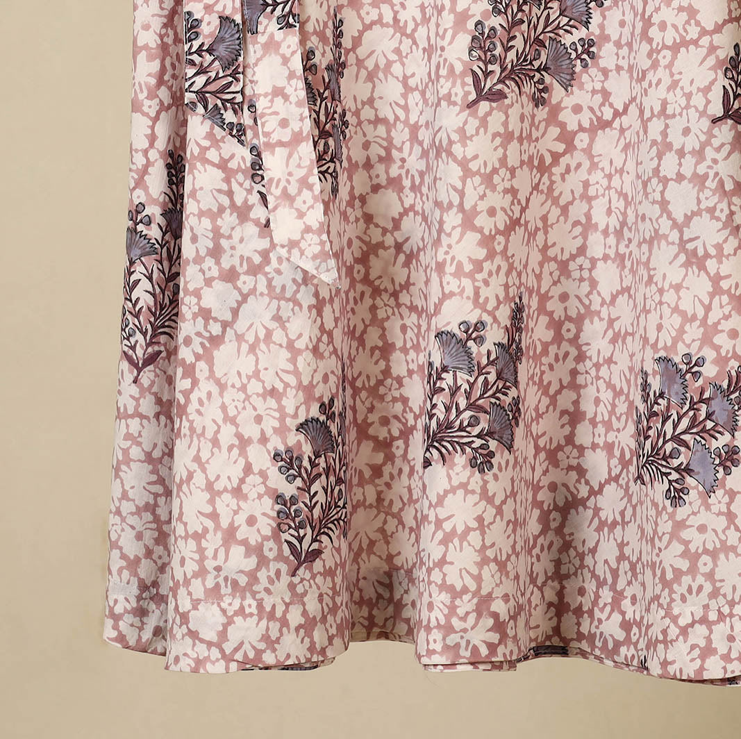 Pink - sanganeri cotton wrap around skirt 16 - handcrafted