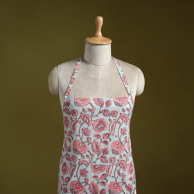 Pink - sanganeri hand block print apron with pocket 05