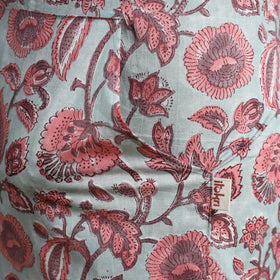 Pink - sanganeri hand block print apron with pocket 05
