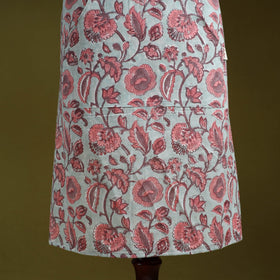 Pink - sanganeri hand block print apron with pocket 05
