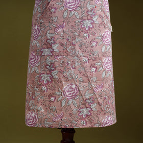 Pink - sanganeri hand block print apron with pocket 07