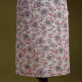 Pink - sanganeri hand block print apron with pocket 35