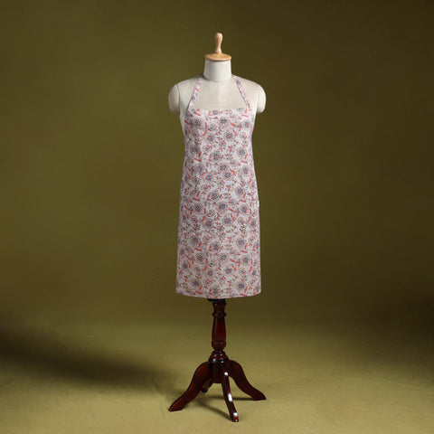 Pink - sanganeri hand block print apron with pocket 35
