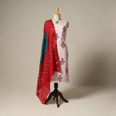 Sanganeri hand block print cotton 2pc unstitched dress