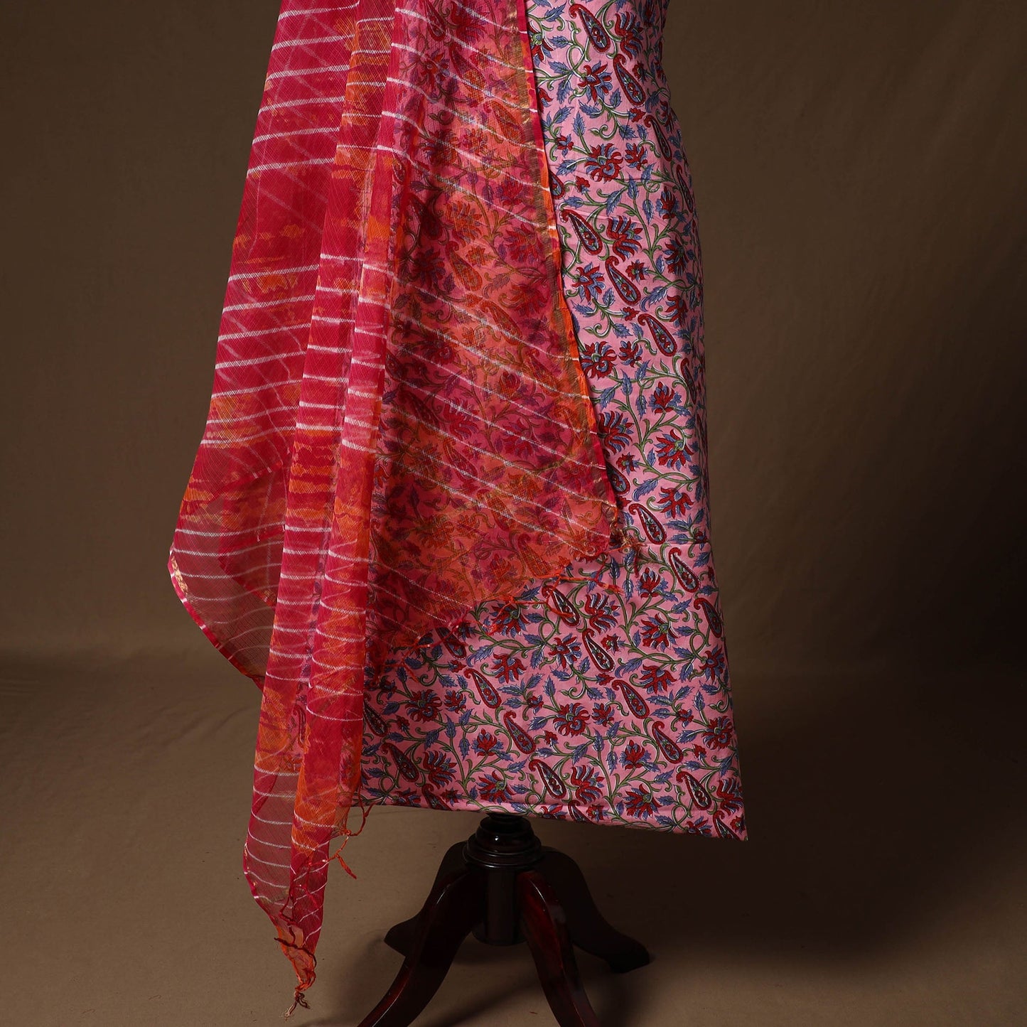 Sanganeri hand block print cotton 2pc unstitched dress