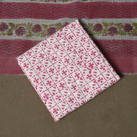 Sanganeri hand block print cotton 3pc unstitched dress