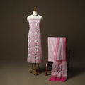Sanganeri hand block print cotton 3pc unstitched dress