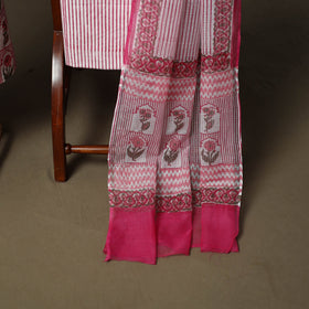 Sanganeri hand block print cotton 3pc unstitched dress