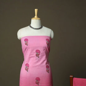 Sanganeri hand block print cotton 3pc unstitched dress