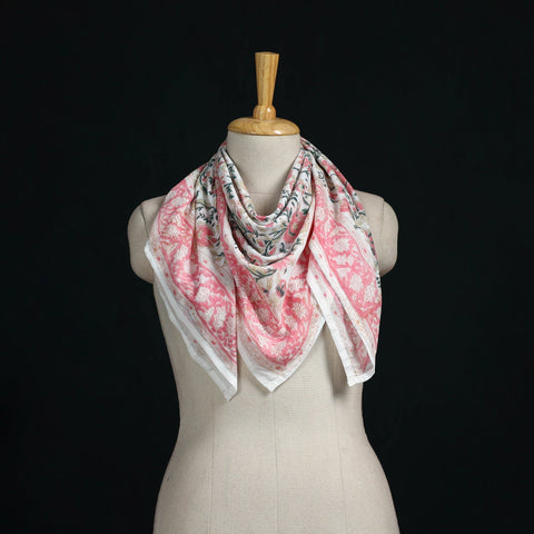 Sanganeri hand block print cotton scarf 01 - handcrafted