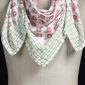 Sanganeri hand block print cotton scarf 02 - handcrafted