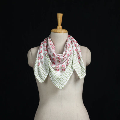 Sanganeri hand block print cotton scarf 02 - handcrafted