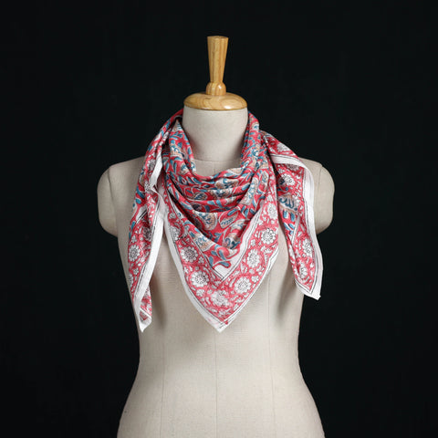 Sanganeri hand block print cotton scarf 10 - handcrafted