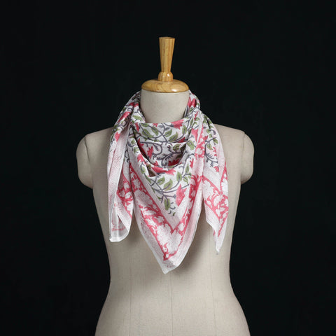 Sanganeri hand block print cotton scarf 16 - handcrafted