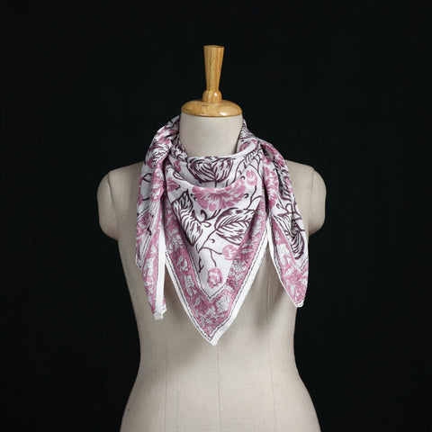 Sanganeri hand block print cotton scarf 20 - handcrafted