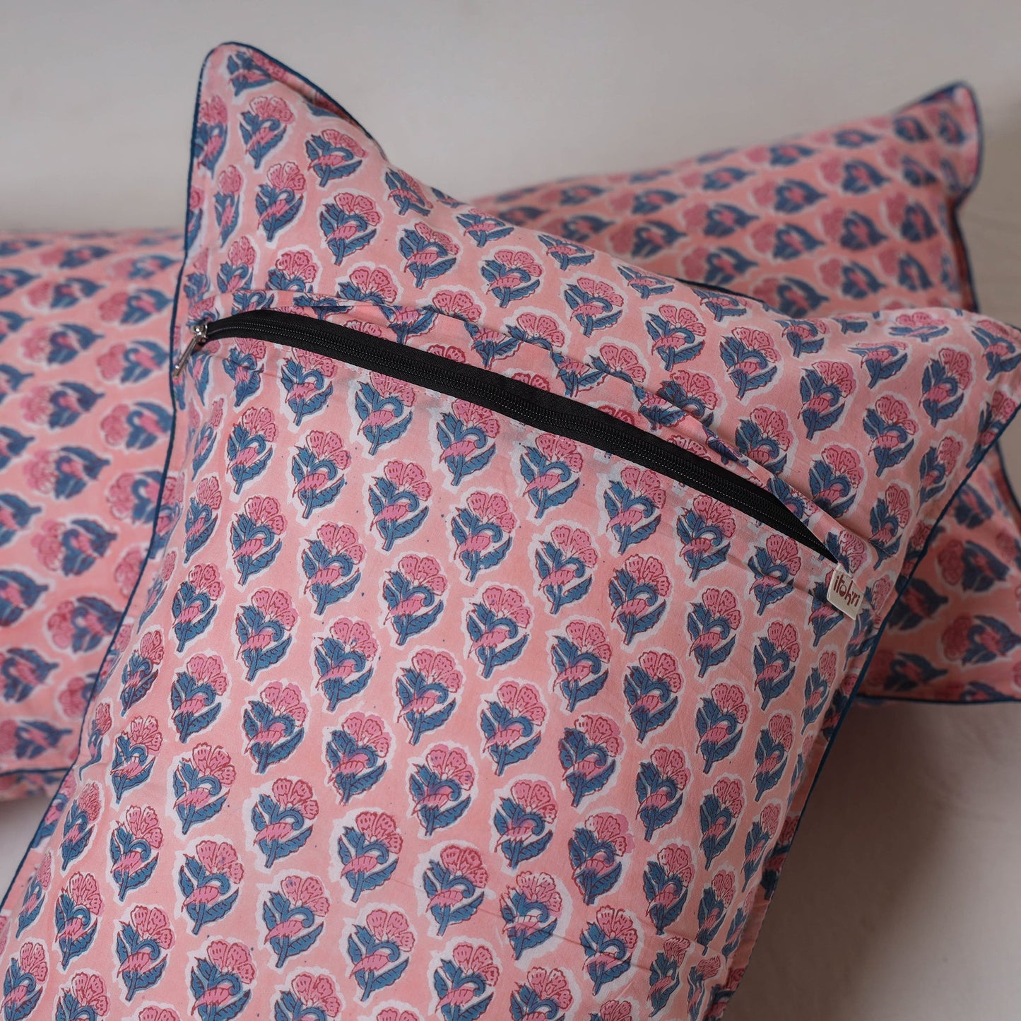 Sanganeri hand block print pillow cover (set of 2) 02