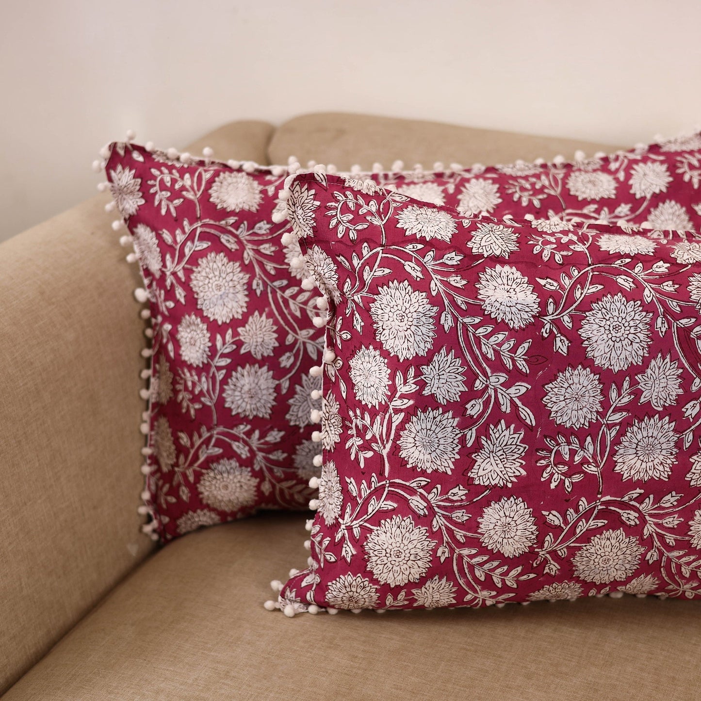 Sanganeri hand pillow covers (set of 2) 43 - handcrafted