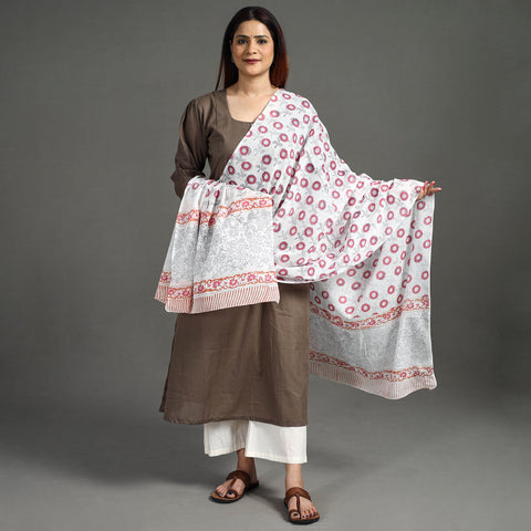 Buy Sanganeri Hand Block Printed Mul Cotton Dupatta 