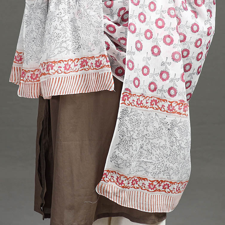 Buy Sanganeri Hand Block Printed Mul Cotton Dupatta 