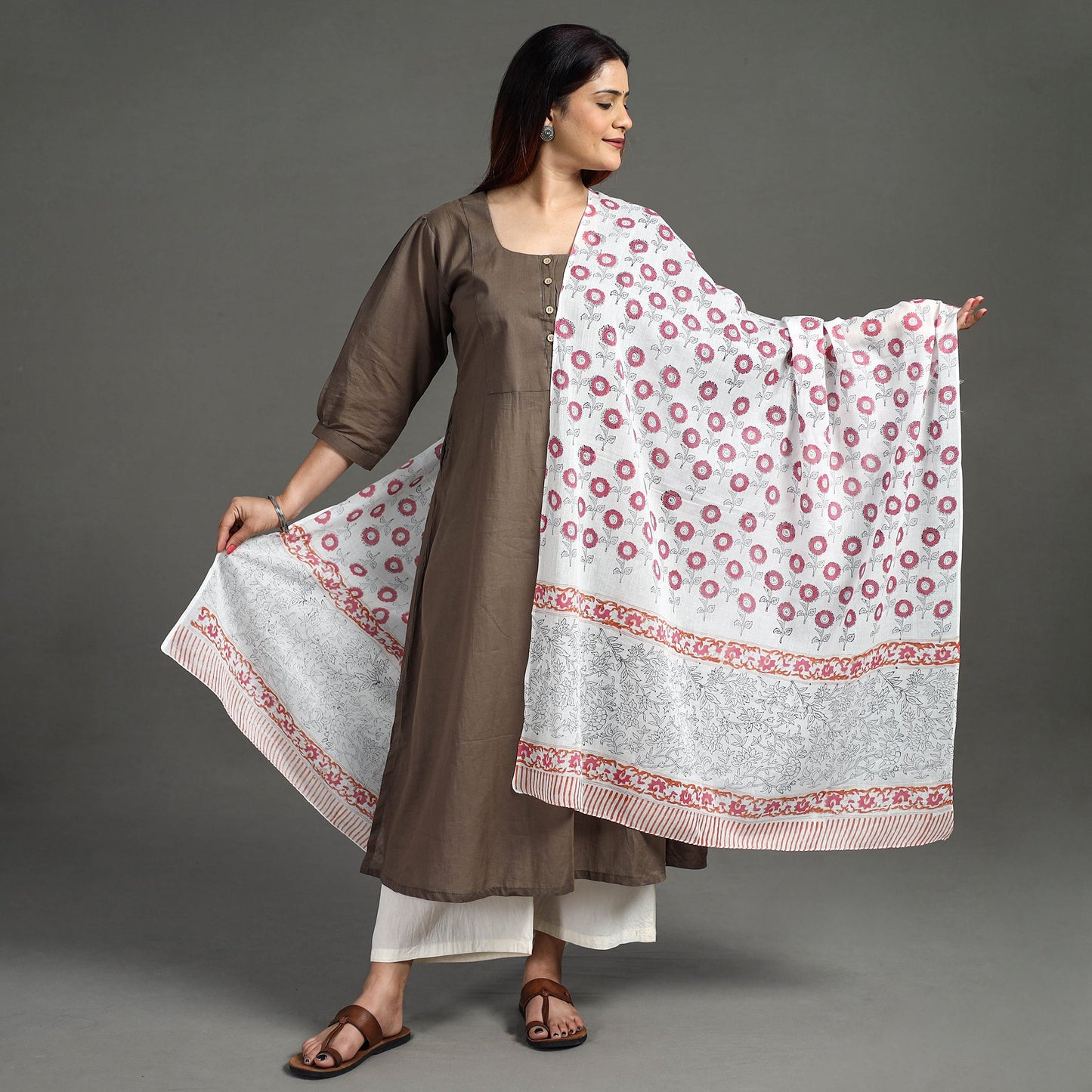 Buy Sanganeri Hand Block Printed Mul Cotton Dupatta 