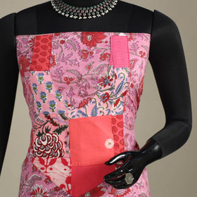 Pink - sanganeri patchwork cotton unstitched kurta material