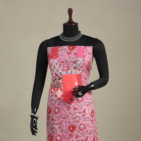 Pink - sanganeri patchwork cotton unstitched kurta material