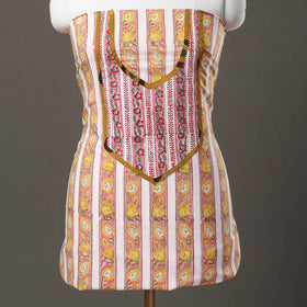 Pink - sanganeri patchwork unstitched kurta material (3m)