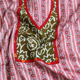 Pink - sanganeri patchwork unstitched kurta material (3m)