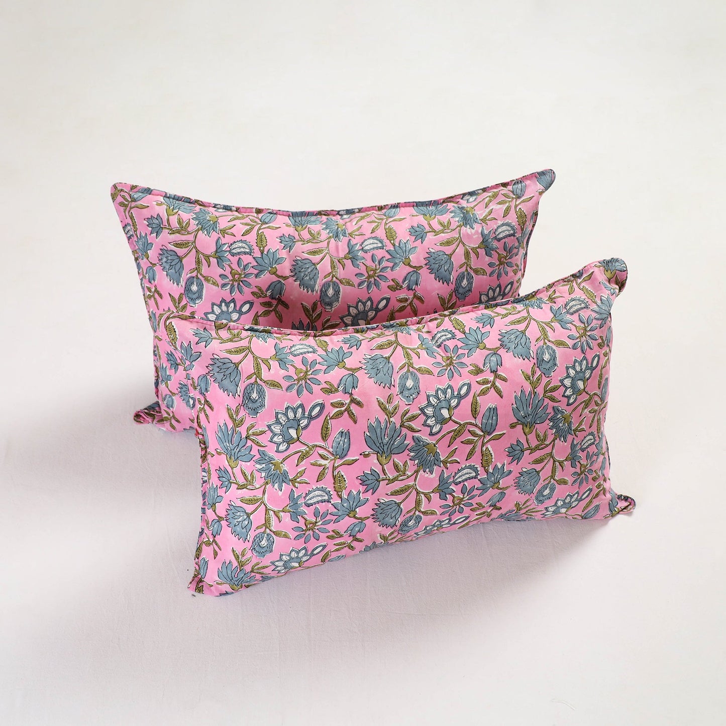 Pink - sanganeri pillow cover (set of 2) 19 - handcrafted