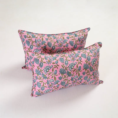 Pink - sanganeri pillow cover (set of 2) 19 - handcrafted