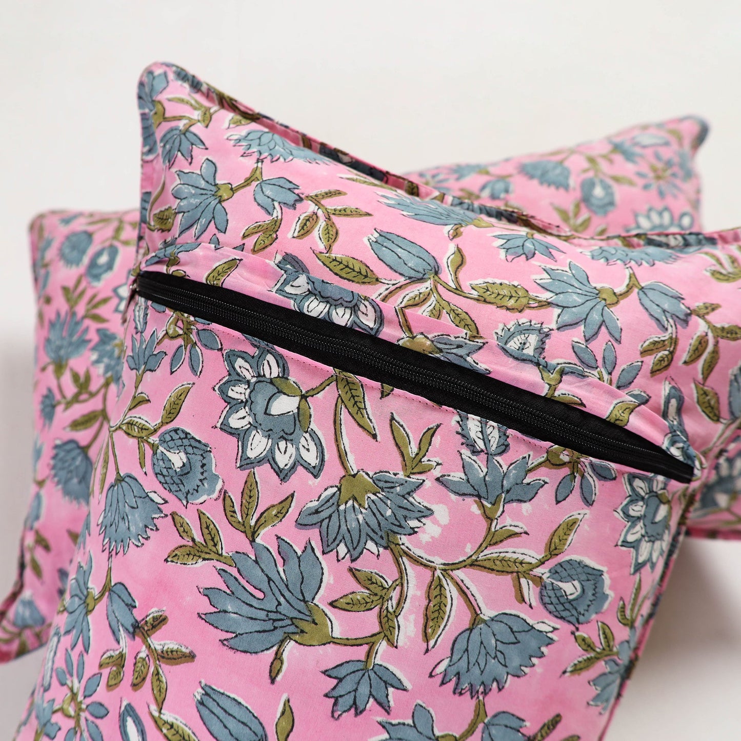 Pink - sanganeri pillow cover (set of 2) 19 - handcrafted