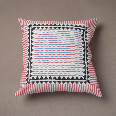 Pink Sanganeri Block Printed Cotton Cushion Cover 