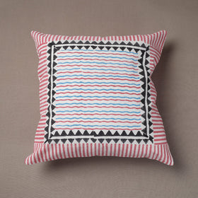 Pink Sanganeri Block Printed Cotton Cushion Cover 