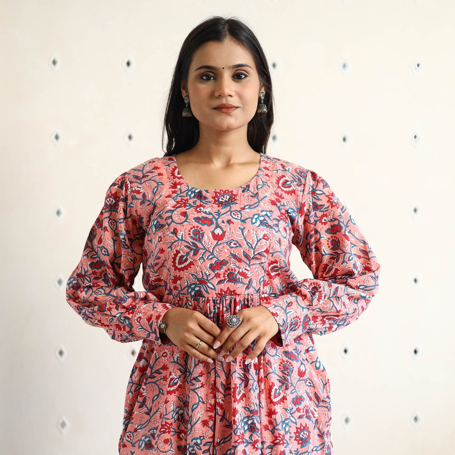 Buy Sanganeri Block Printed Cotton Flared Dress 07 Online at iTokri.com