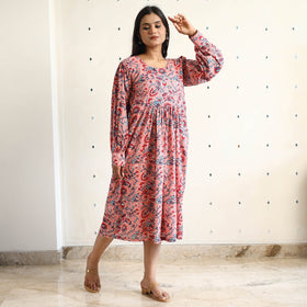 Buy Sanganeri Block Printed Cotton Flared Dress 07 Online at iTokri.com