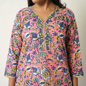  Sanganeri Block Printed Cotton Kurta with Palazzo & Dupatta Set 14 