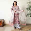  Sanganeri Block Printed Cotton Kurta with Palazzo & Dupatta Set 14 