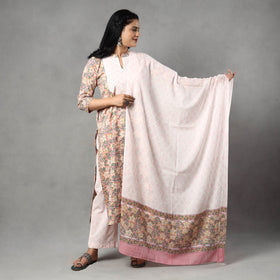  Sanganeri Block Printed Cotton Kurta with Palazzo & Dupatta Set 