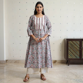 Buy Sanganeri Block Printed Cotton Long Kurta 05 Online at iTokri.com