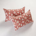  Sanganeri Block Printed Cotton Pillow Cover with Lace (26 x 16 in) - Set of 2 