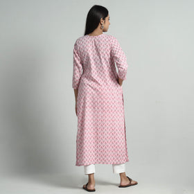 Buy Sanganeri Printed Cotton Pintuck Long Kurta Online l iTokri.com