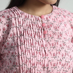 Buy Sanganeri Printed Cotton Pintuck Long Kurta Online l iTokri.com