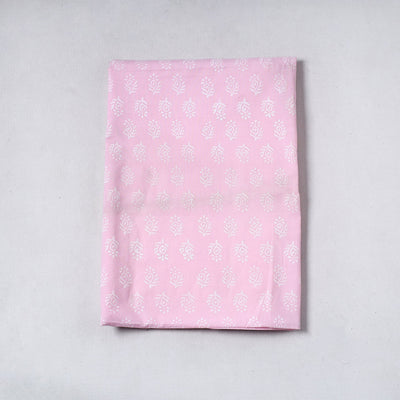 Pink Sanganeri Block Printed Cotton Precut Fabric (1.4 meter)