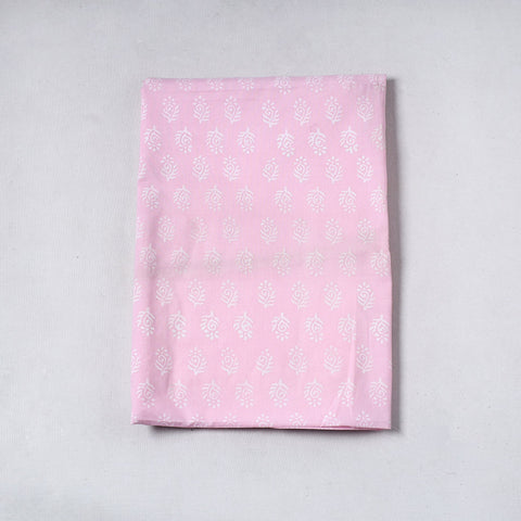 Pink Sanganeri Block Printed Cotton Precut Fabric (1.4 meter)