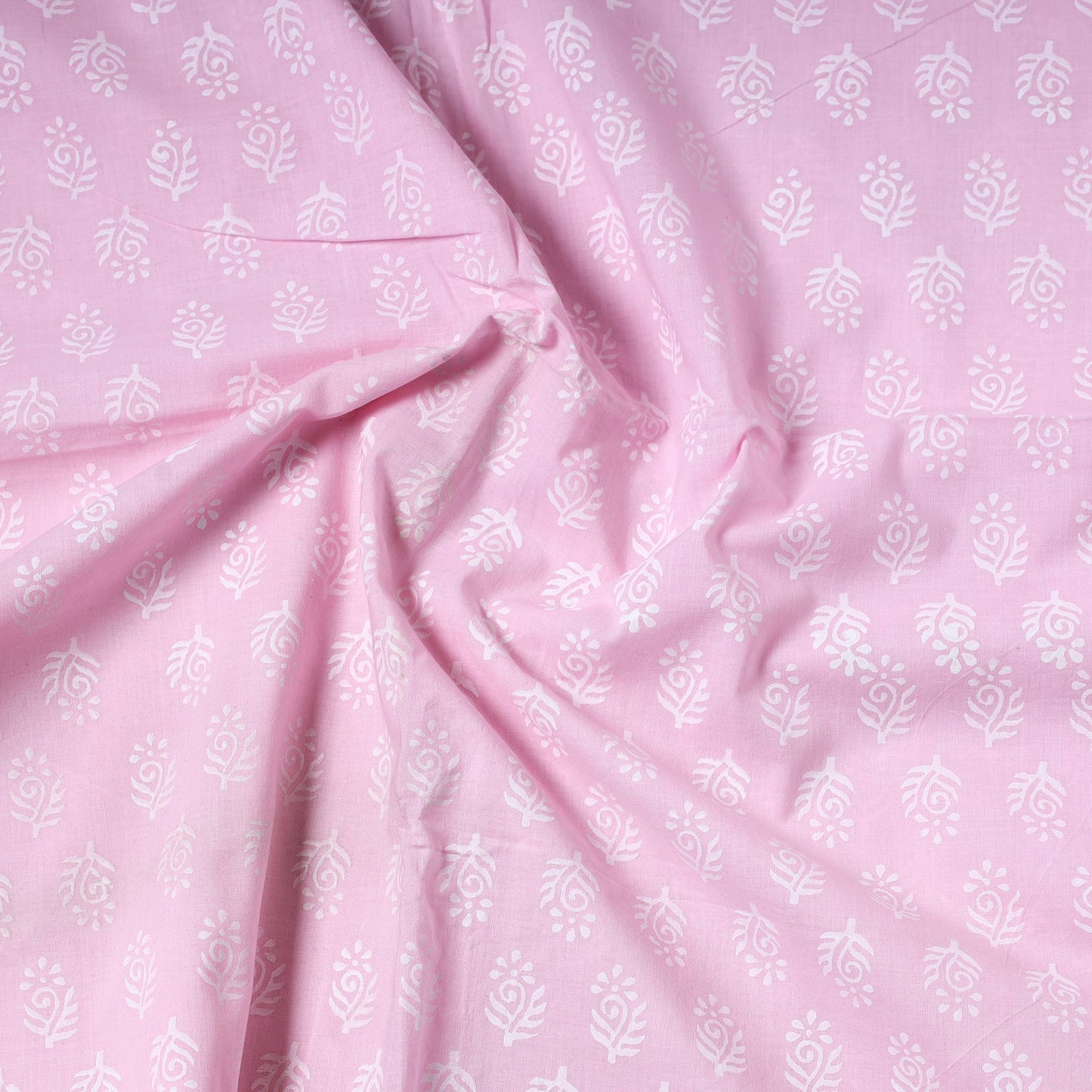Pink Sanganeri Block Printed Cotton Precut Fabric (1.4 meter)