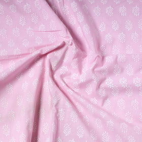 Pink Sanganeri Block Printed Cotton Precut Fabric (1.4 meter)