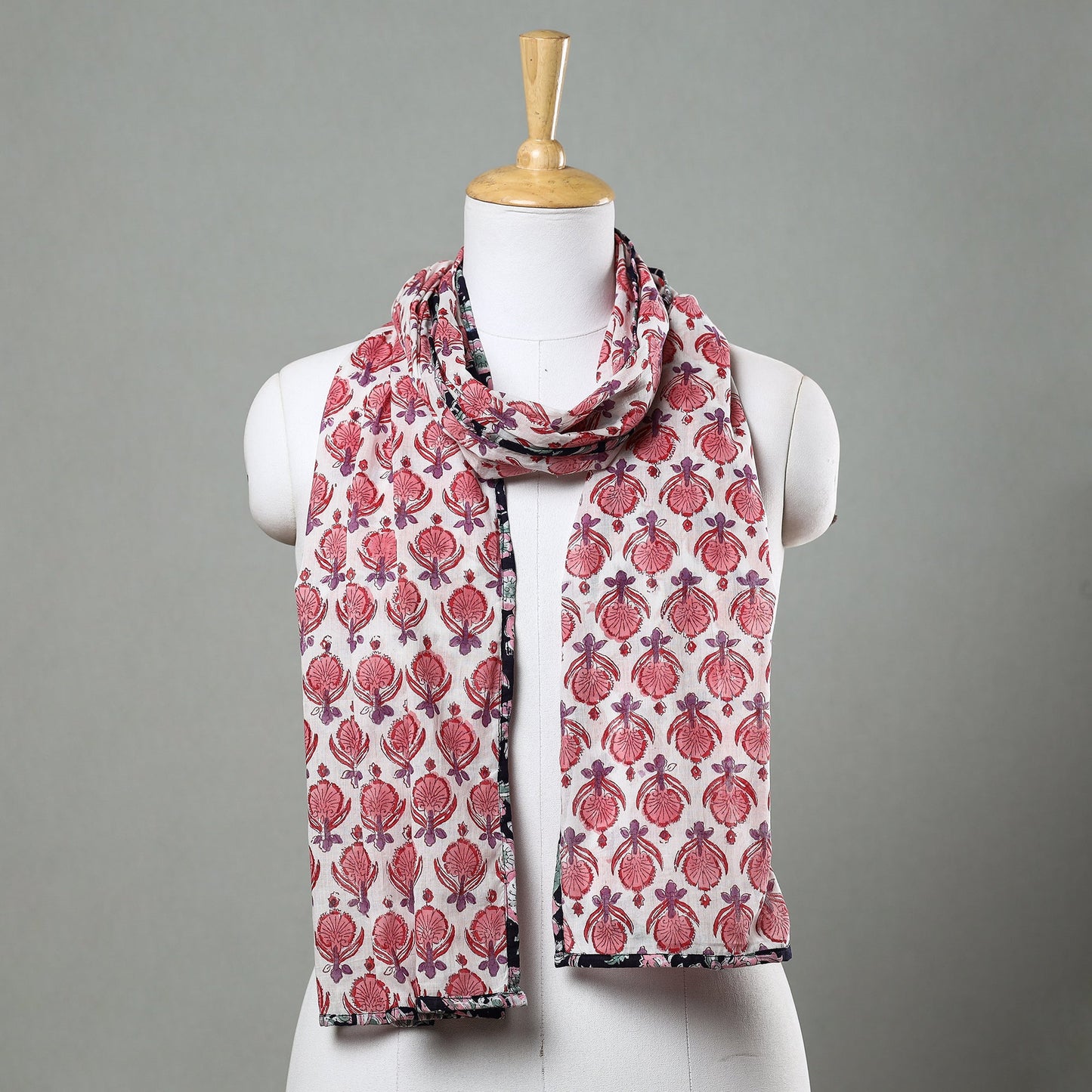  Sanganeri Block Printed Cotton Stole 