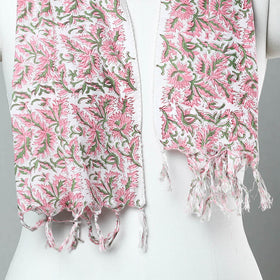  Sanganeri Block Printed Cotton Stole with Tassels 37 Online at iTokri.com