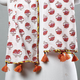 Buy Sanganeri Block Printed Cotton Stole with Tassels Online at iTokri.com