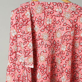 Peach Sanganeri Block Printed Cotton Wrap Around Skirt